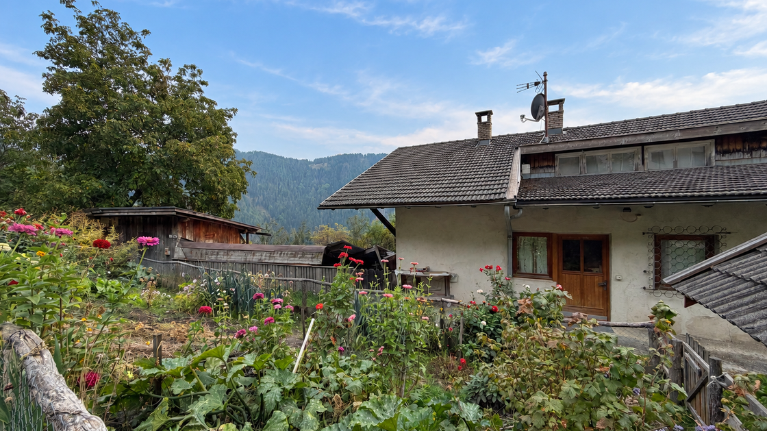 Casa bifamiliare indipendente da ristrutturare in posizione idilliaca ad Eores
