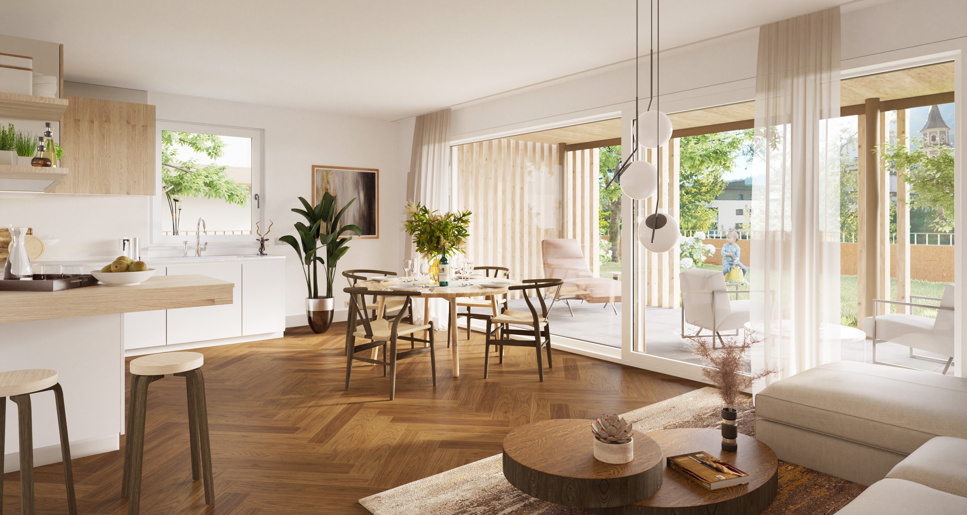 W103: New, large four-room apartment with private garden