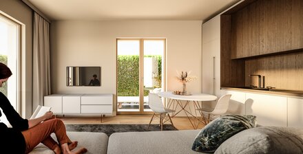 W1: New, large two-room apartment with terrace and private garden