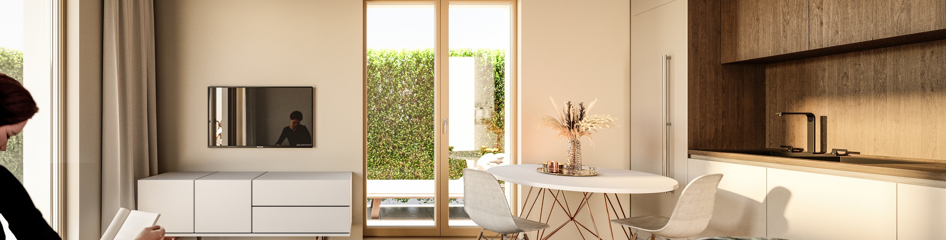 W1: Nuovo, ampio bilocale con terrazza e giardino privato