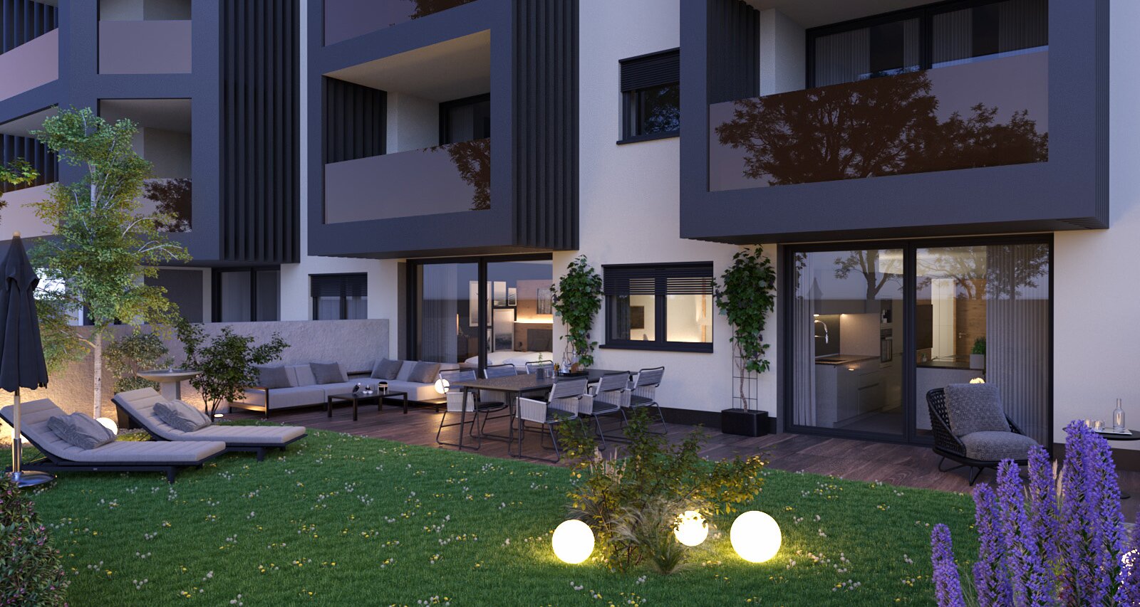 W2: Neue, große Vierzimmerwohnung mit Terrasse und Privatgarten