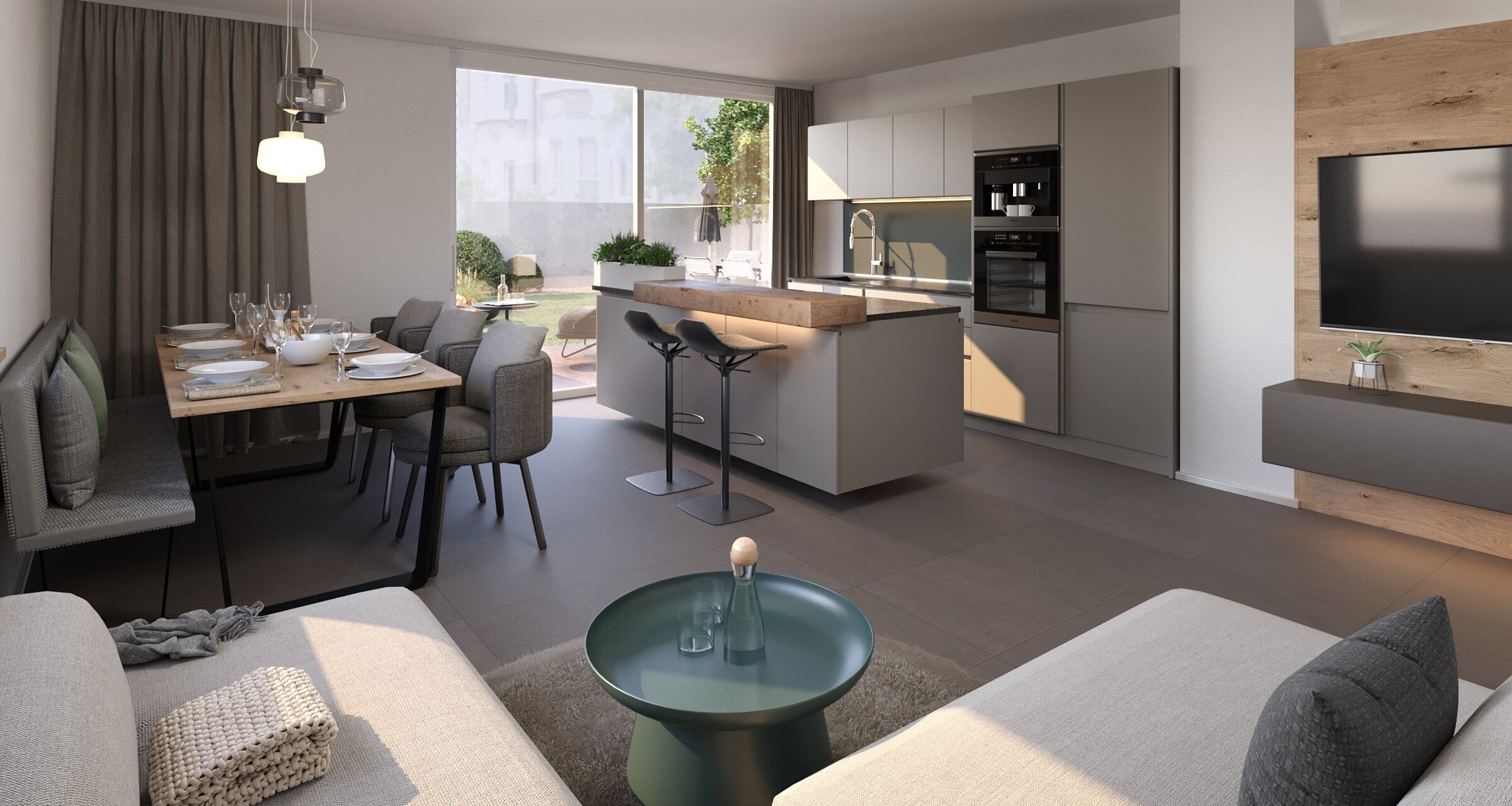 W2: Neue, große Vierzimmerwohnung mit Terrasse und Privatgarten